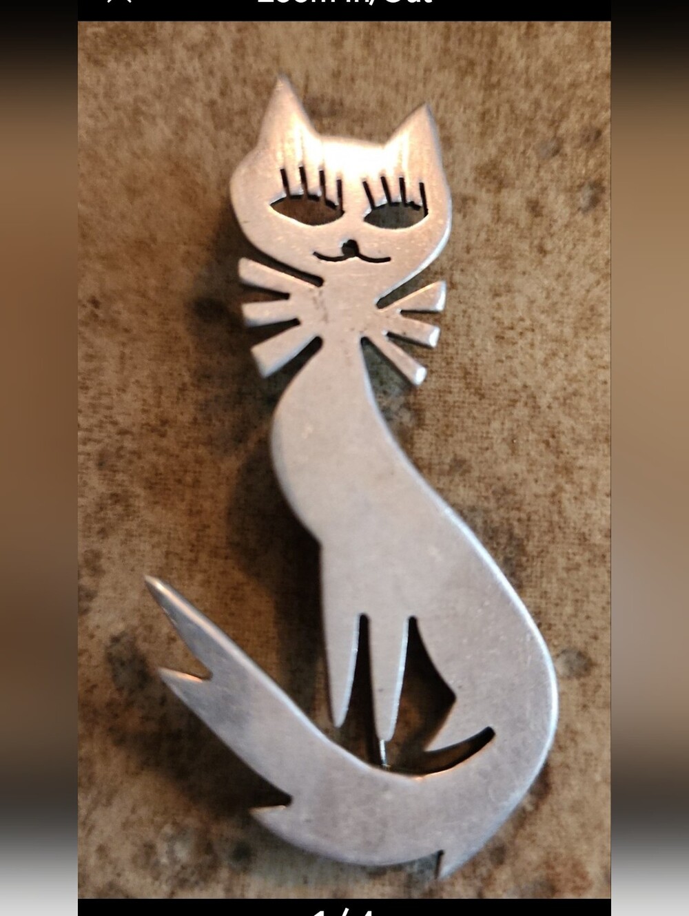 Vintage Sterling Silver Cat Brooch